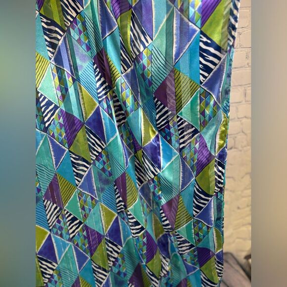 VINTAGE La Chemise USA Blue Purple Retro Kaftan Dress Kimono Colorful Coverup L - Picture 6 of 14